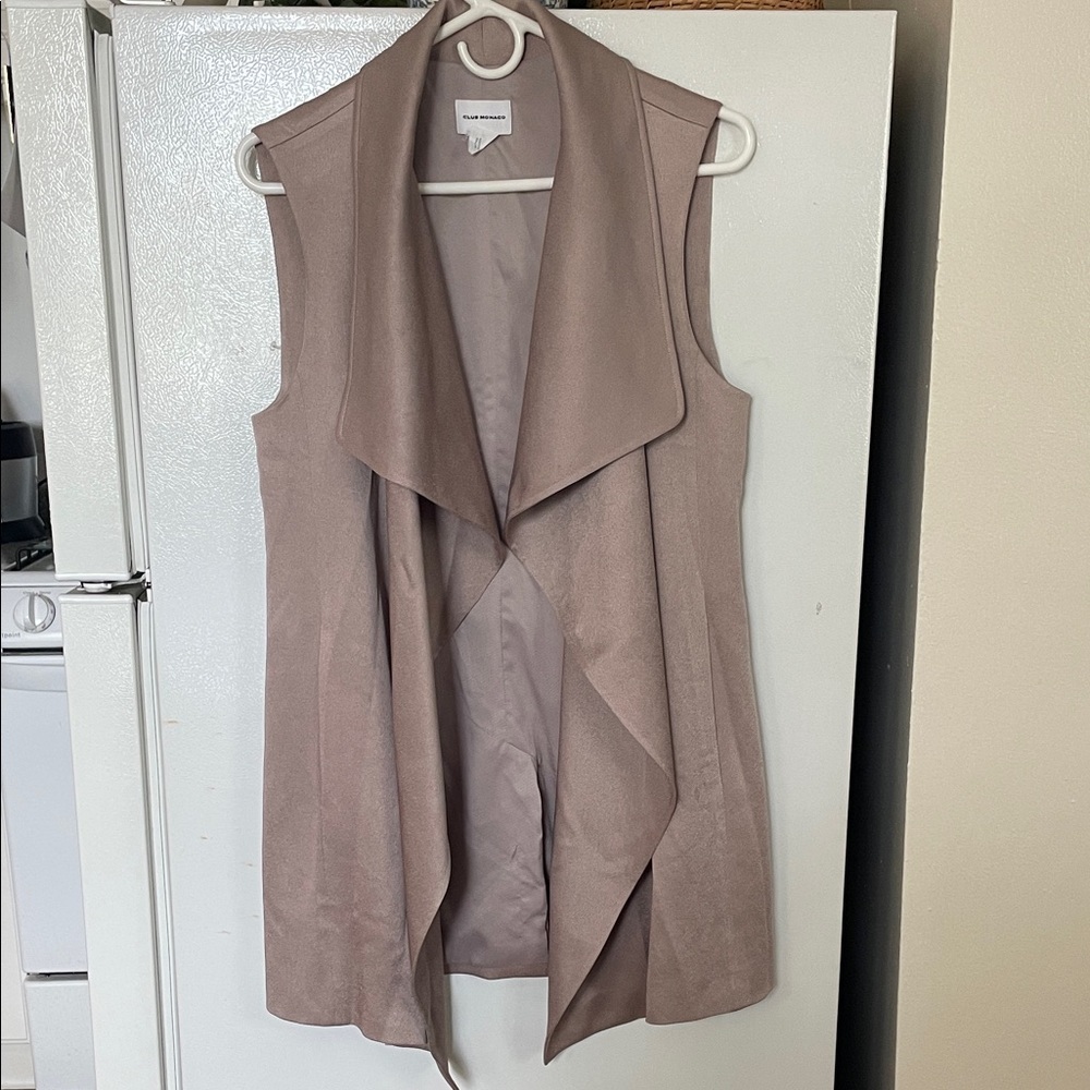 Club Monaco XS Oversized Taupe Sleeveless Drape Vest